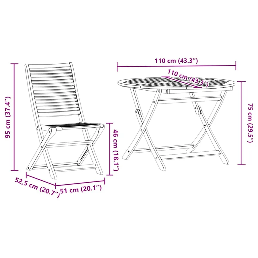 Ensemble de salle à manger pour jardin 5 pcs Marron - 14