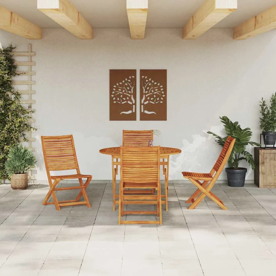 Ensemble de salle à manger pour jardin 5 pcs Marron - 4