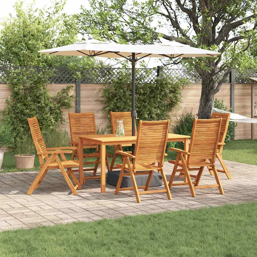 Ensemble de salle à manger pour jardin 7 pcs Marron