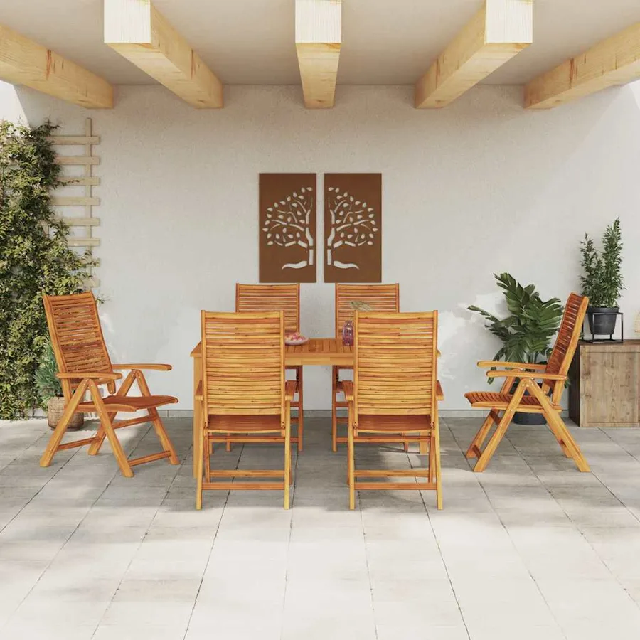 Ensemble de salle à manger pour jardin 7 pcs Marron - 4