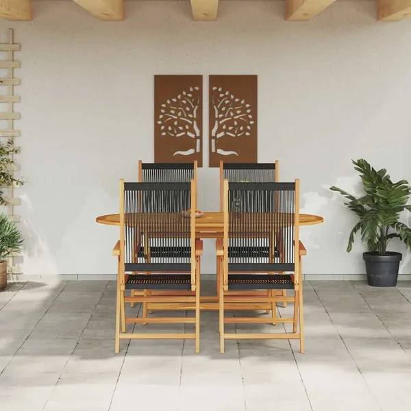 Ensemble de salle à manger pour jardin 5 pcs Noir