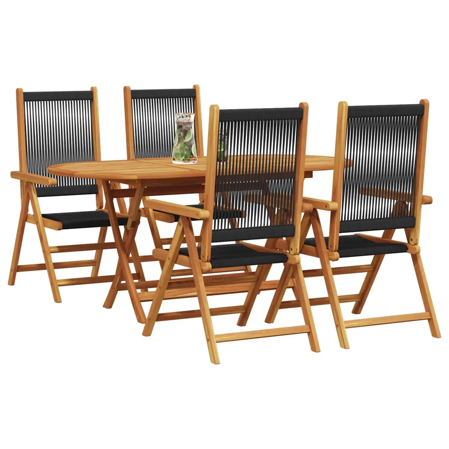 Ensemble de salle à manger pour jardin 5 pcs Noir - 3