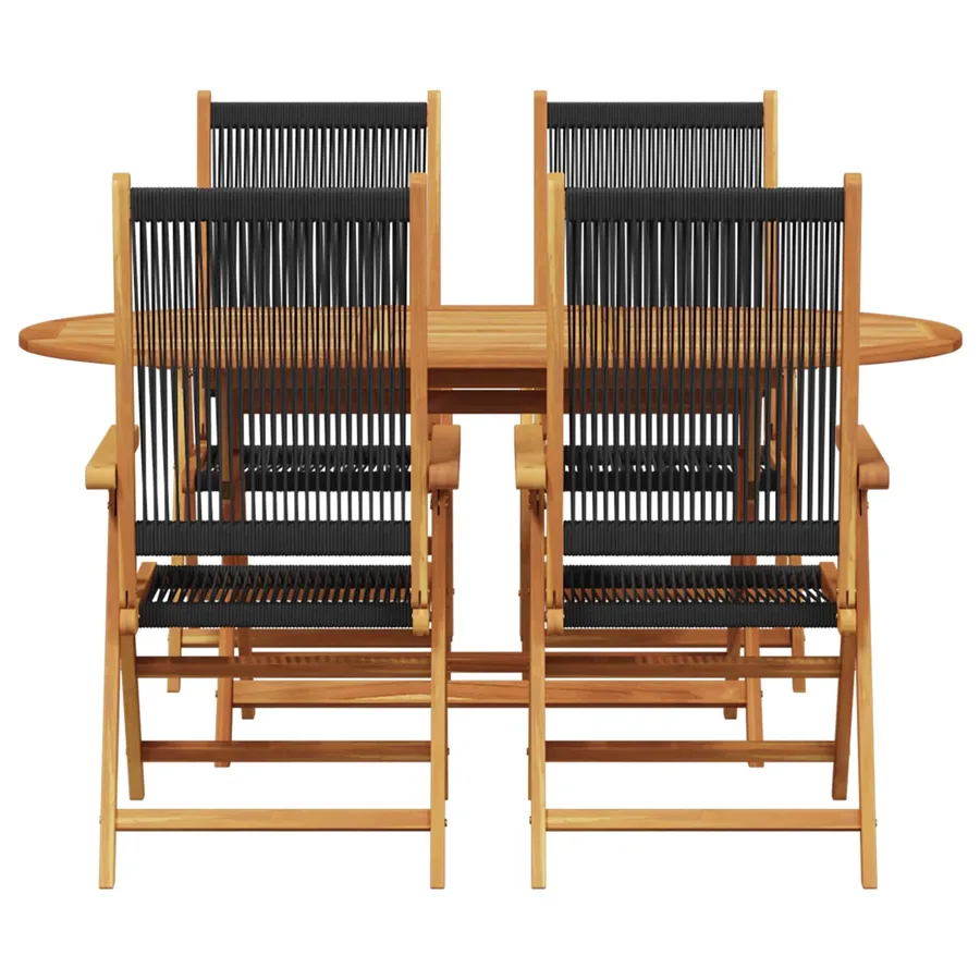 Ensemble de salle à manger pour jardin 5 pcs Noir - 5