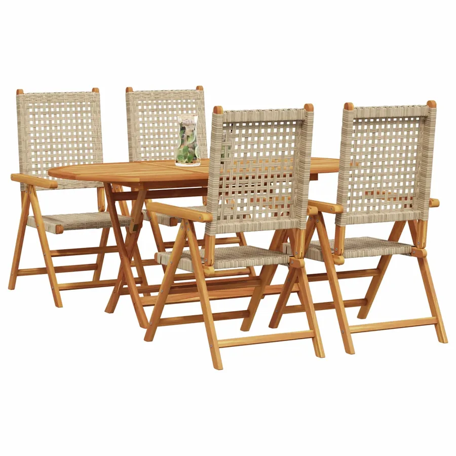 Ensemble de salle à manger pour jardin 5 pcs Beige - 2