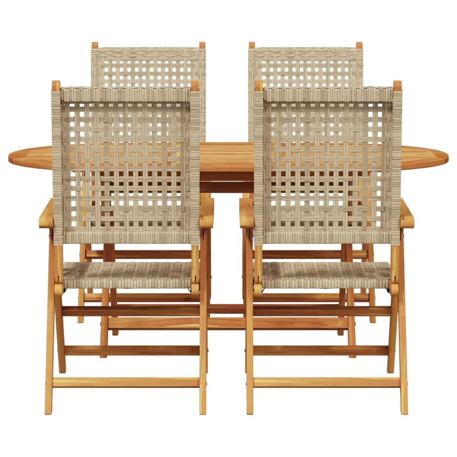 Ensemble de salle à manger pour jardin 5 pcs Beige - 3