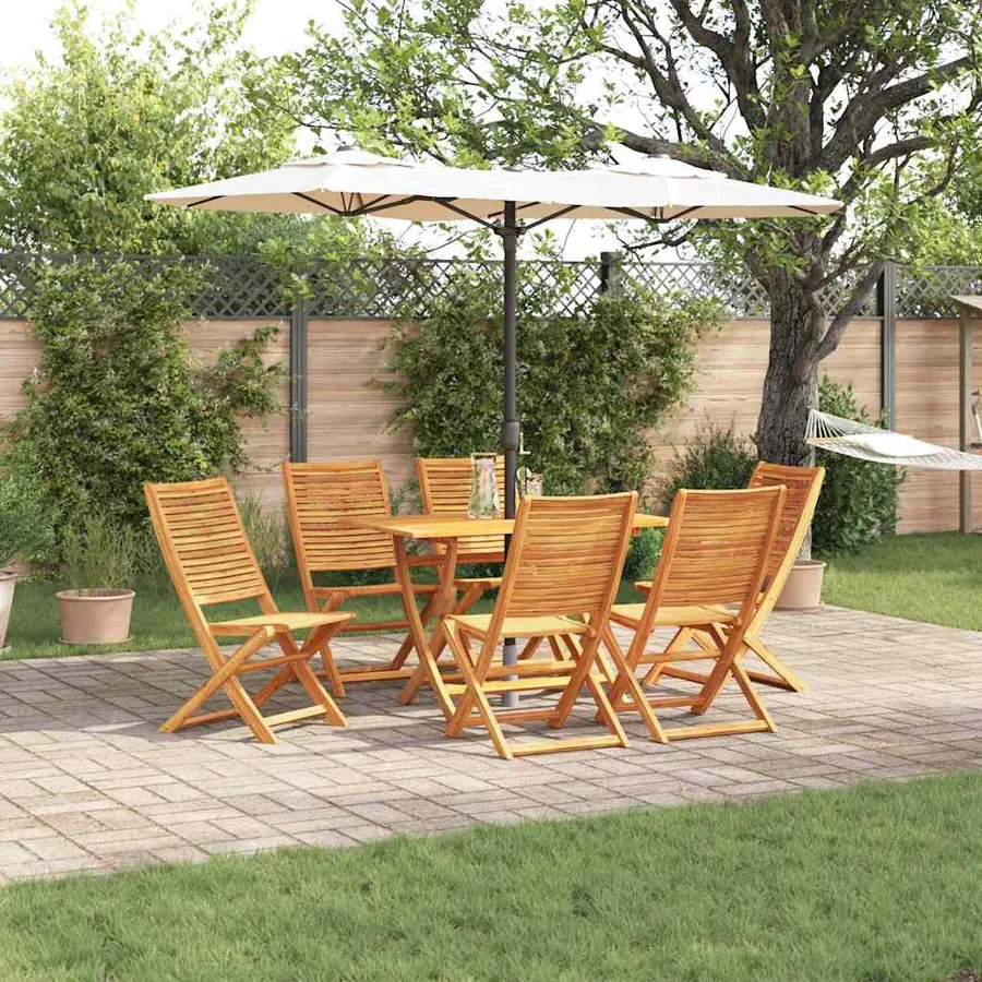 Ensemble de salle à manger pour jardin 7 pcs Marron