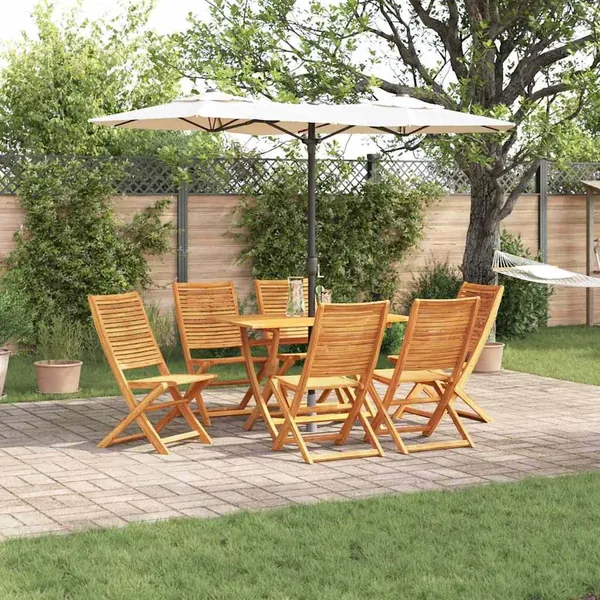 Ensemble de salle à manger pour jardin 7 pcs Marron