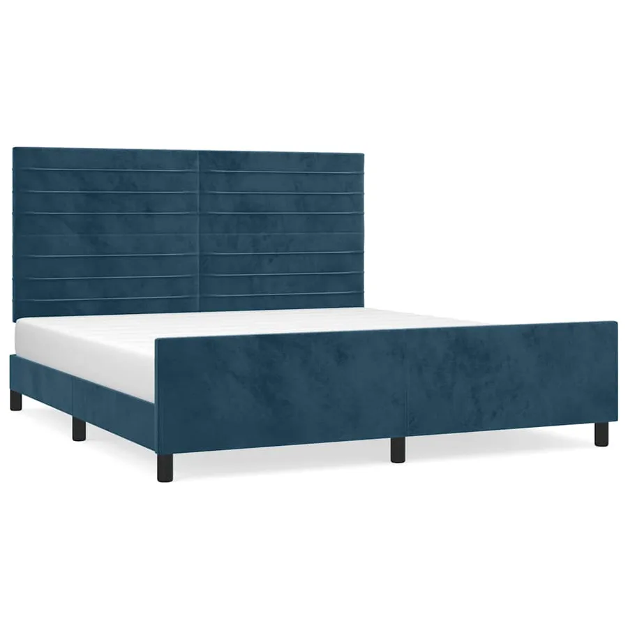 Cadre de lit sans matelas bleu foncé velours - 2