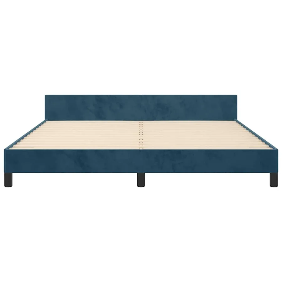 Cadre de lit sans matelas bleu foncé velours - 6