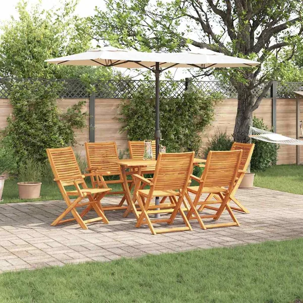 Ensemble de salle à manger pour jardin 7 pcs Marron