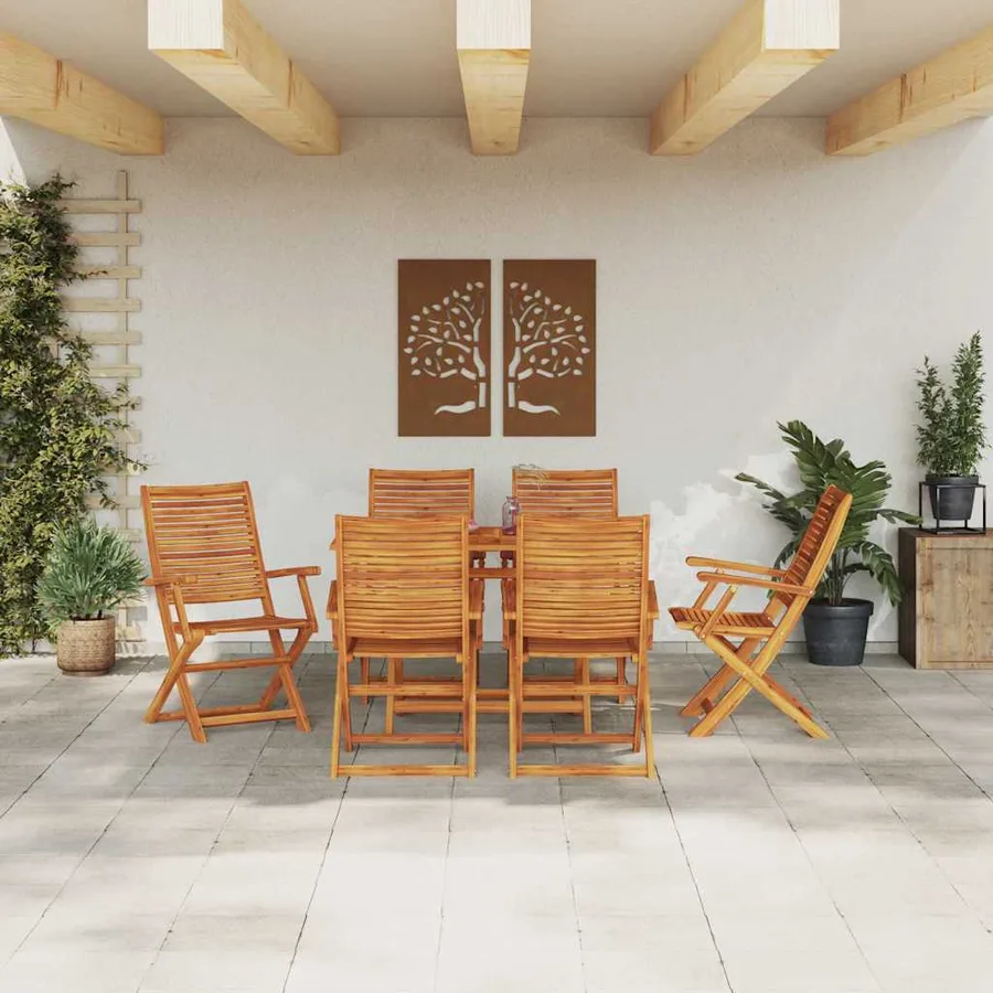 Ensemble de salle à manger pour jardin 7 pcs Marron - 4