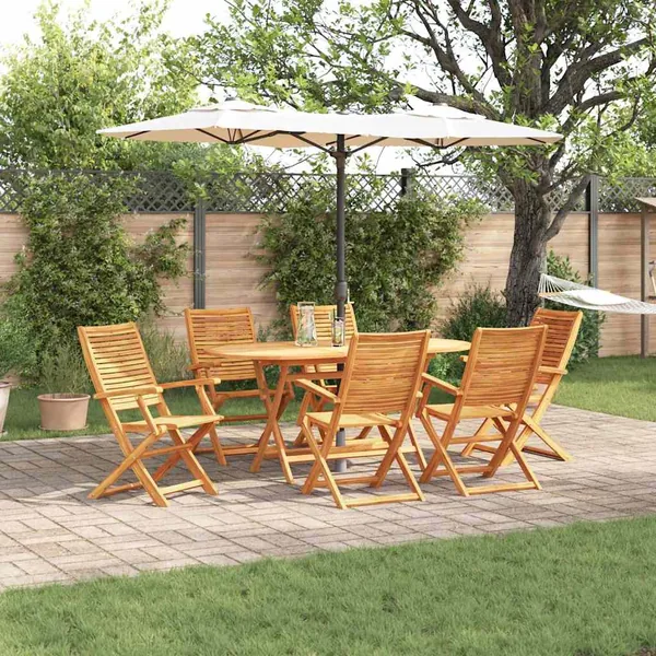 Ensemble de salle à manger pour jardin 7 pcs Marron