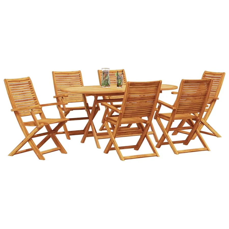 Ensemble de salle à manger pour jardin 7 pcs Marron - 3