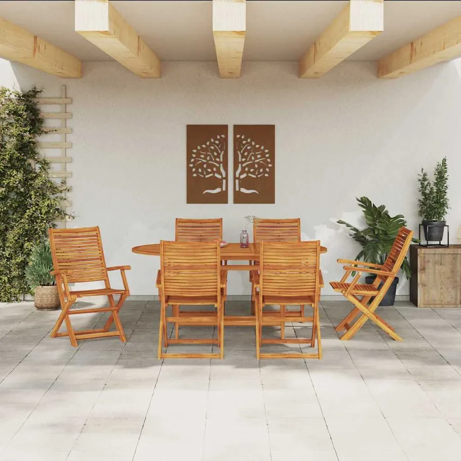 Ensemble de salle à manger pour jardin 7 pcs Marron - 4
