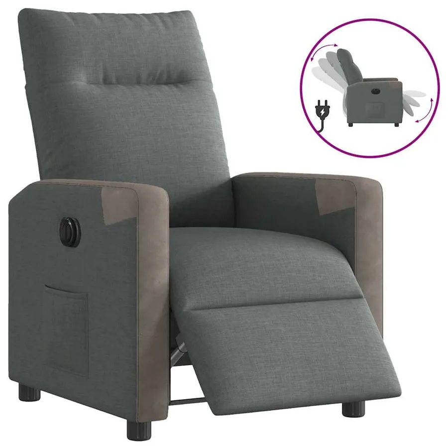 Fauteuil inclinable électrique Gris foncé Tissu - 2