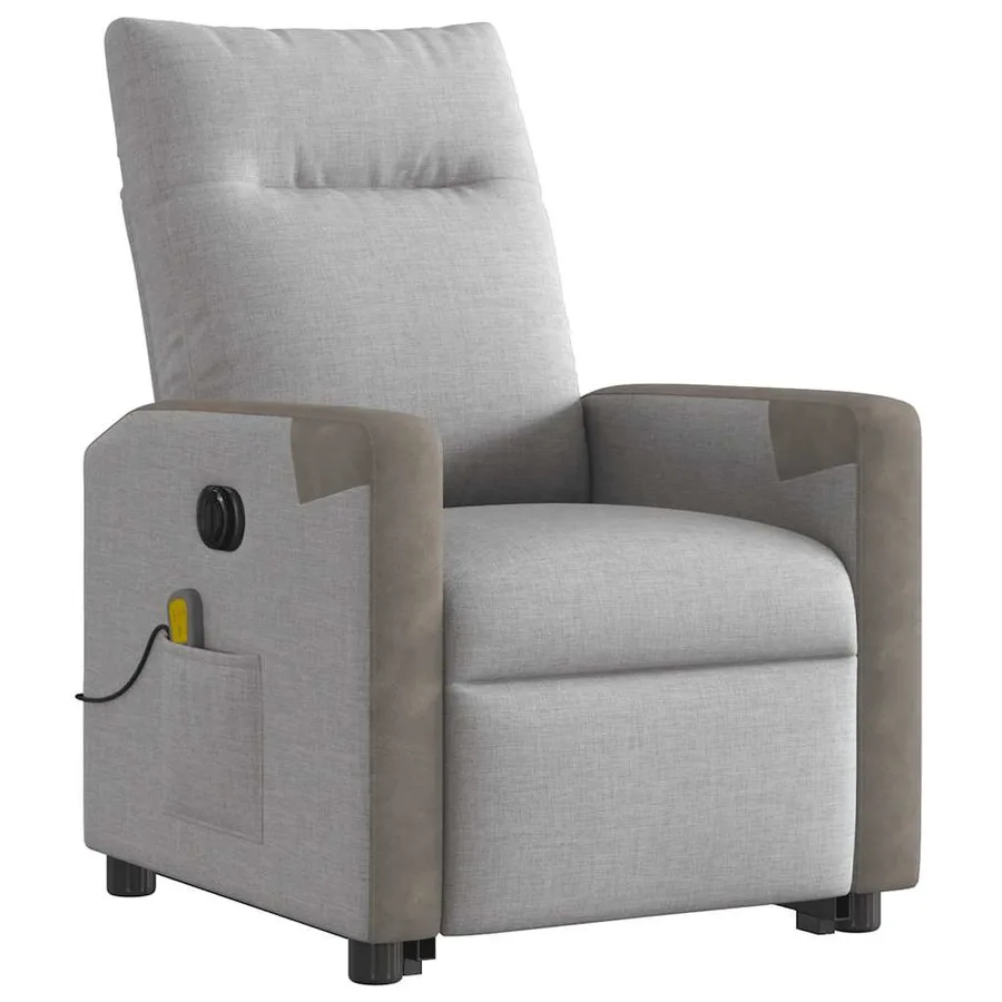 Fauteuil inclinable de massage électrique gris nuage tissu - 4