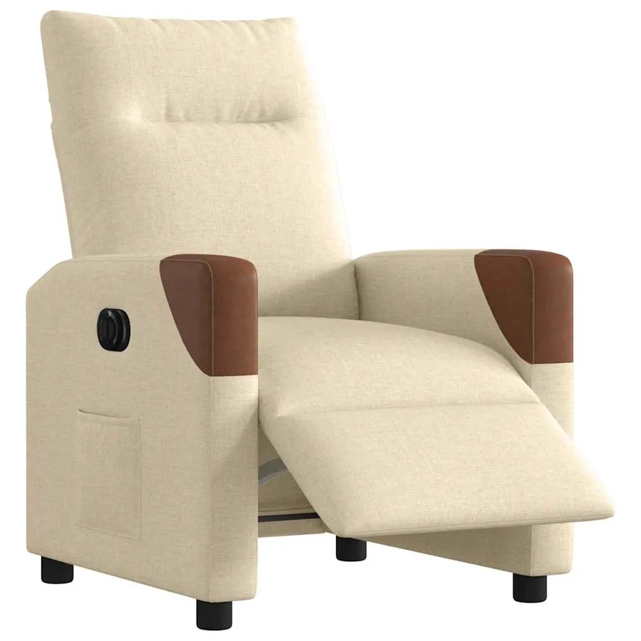 Fauteuil inclinable électrique Crème Tissu - 3