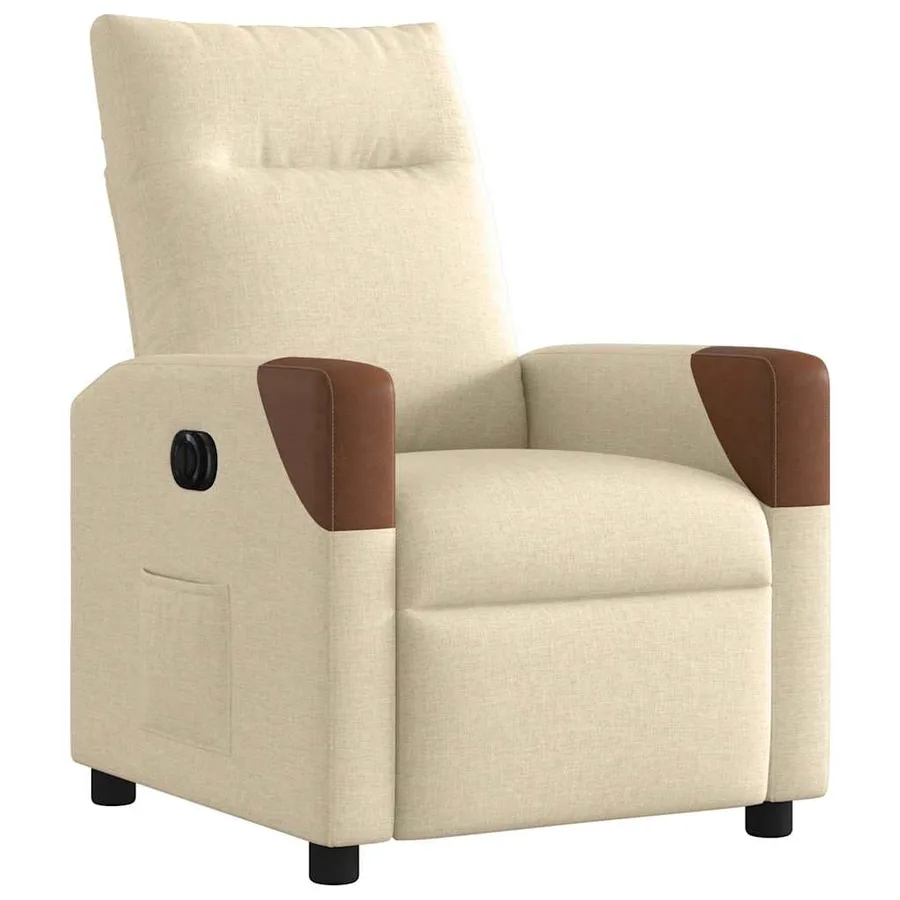 Fauteuil inclinable électrique Crème Tissu - 4