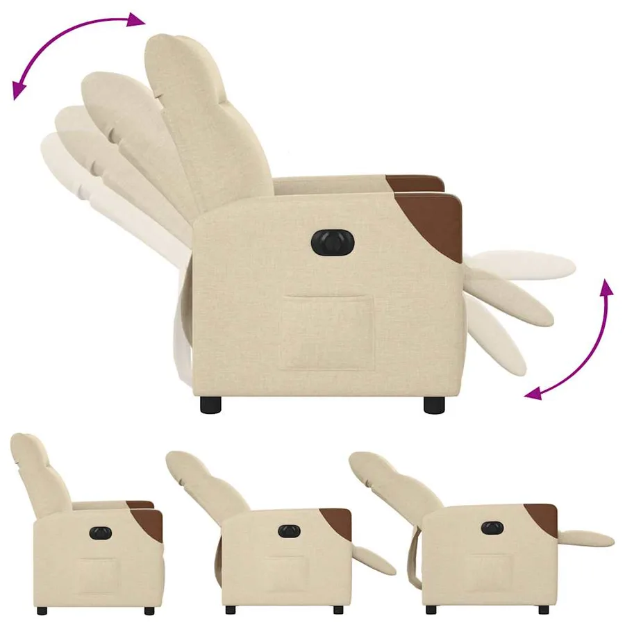 Fauteuil inclinable électrique Crème Tissu - 8