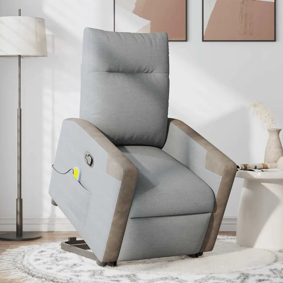 Fauteuil de massage inclinable Gris clair Tissu - 3