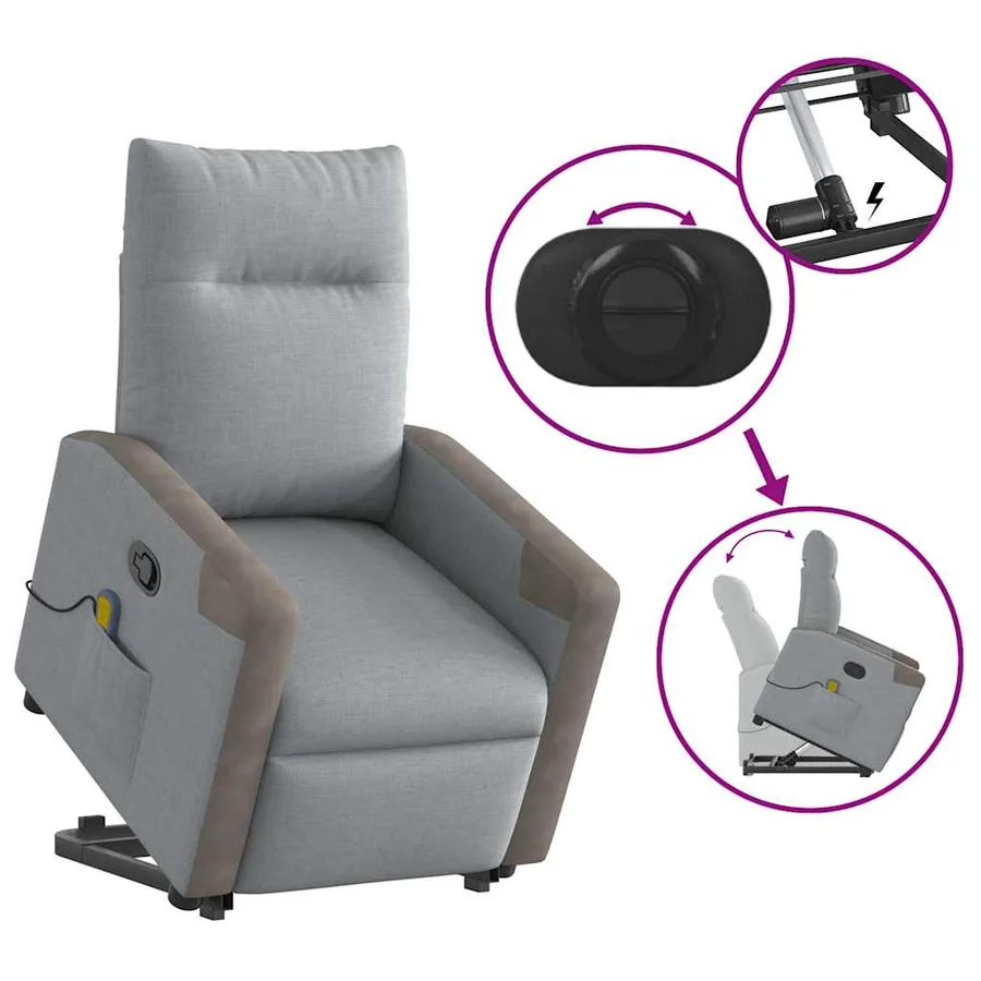 Fauteuil de massage inclinable Gris clair Tissu - 9