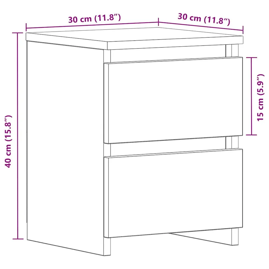 Cabinet de chevet Chêne noir 30 x 30 x 40 cm Bois d'ingénierie - 12