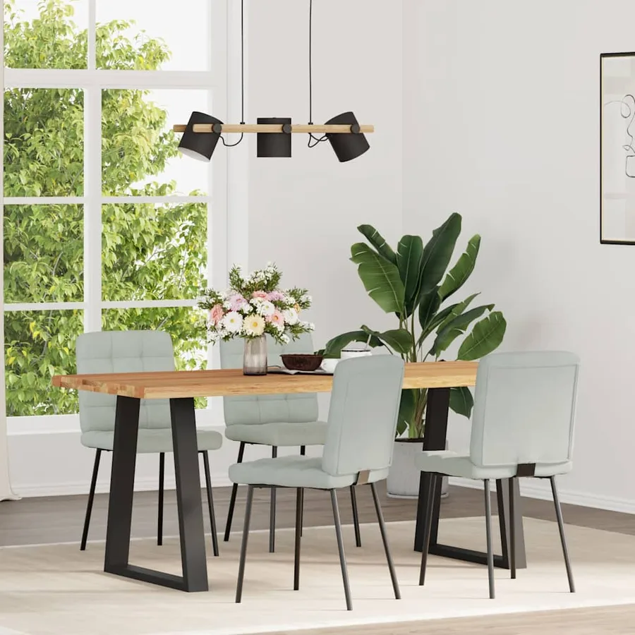 Chaises à manger lot de 4 Gris clair Velours - 2
