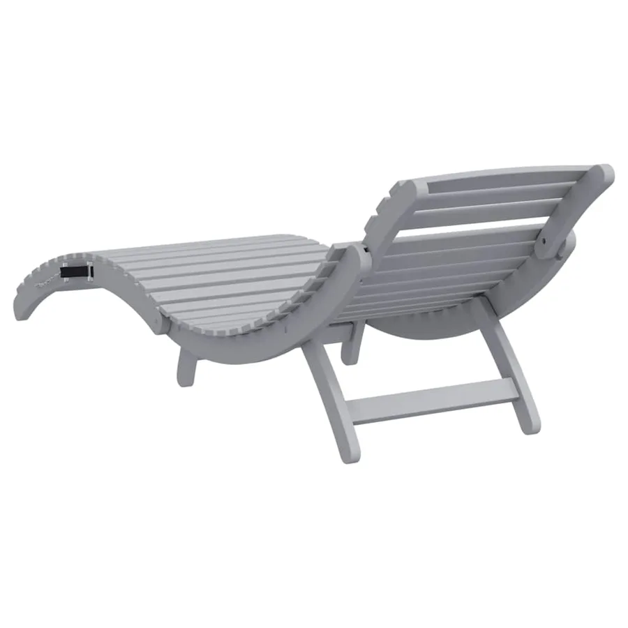 Chaise longue gris 184x55x64 cm bois massif d'acacia - 5