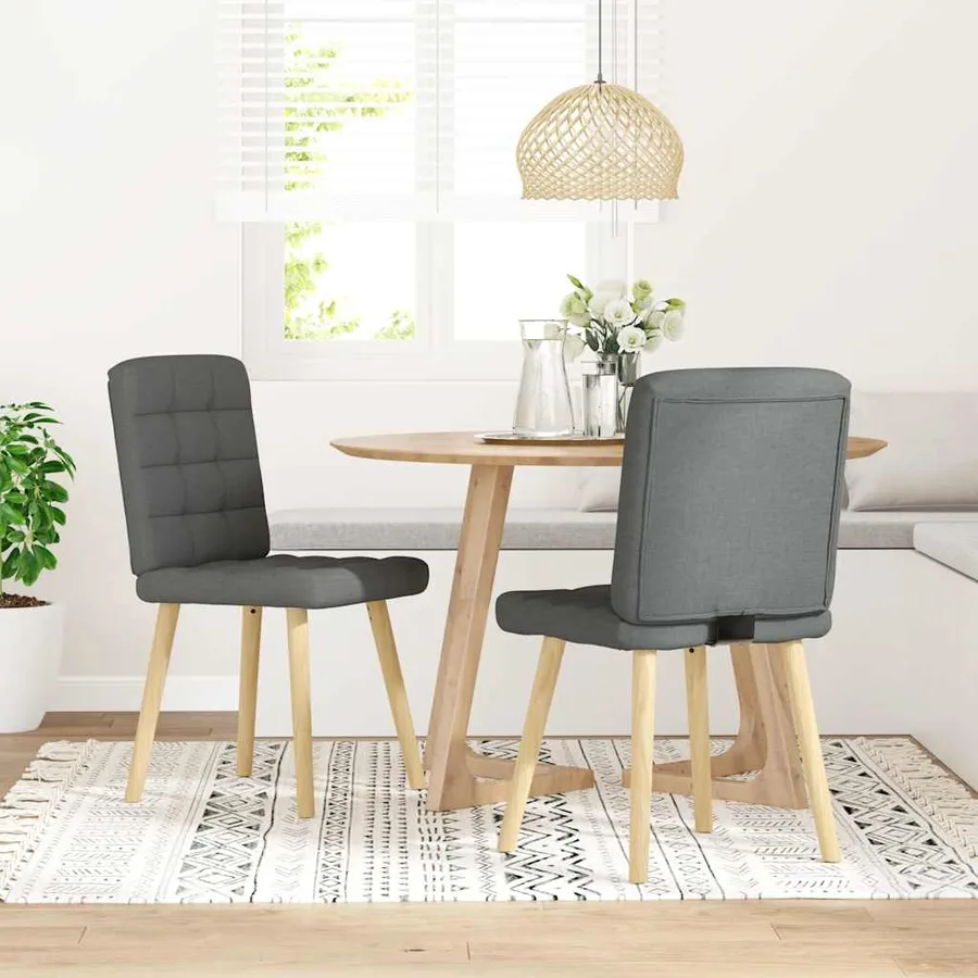 Chaises à manger lot de 2 gris foncé tissu - 2