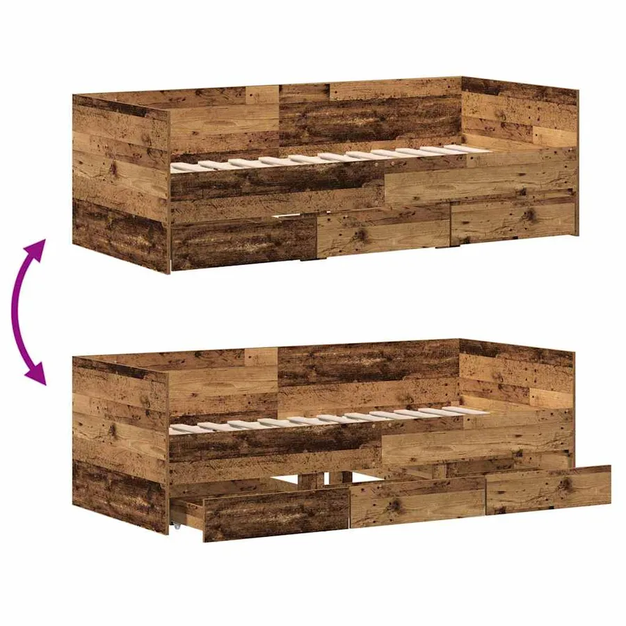 Lit d'appoint Bois Ancien 90 x 190 cm Bois d'ingénierie - 10