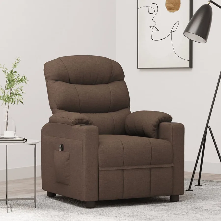 Fauteuil inclinable électrique Marron Tissu