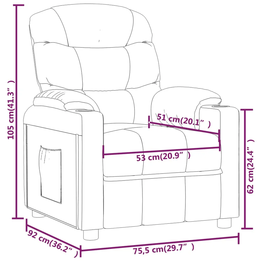 Fauteuil inclinable électrique Marron Tissu - 12