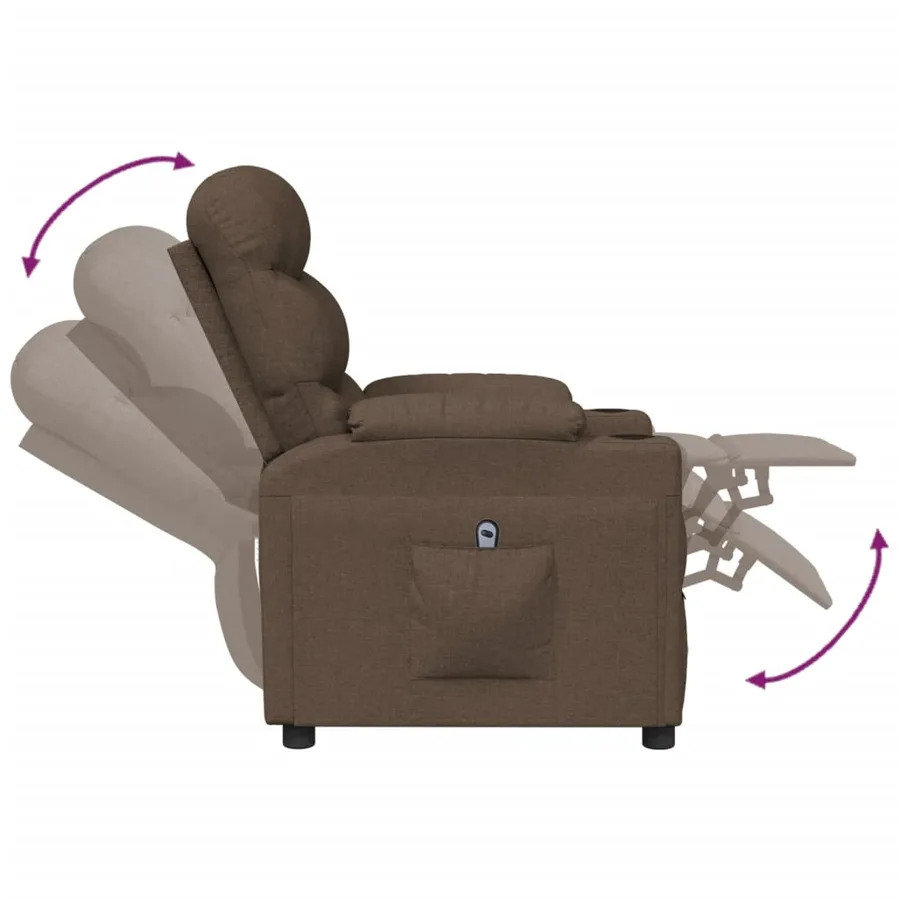 Fauteuil inclinable électrique Marron Tissu - 7