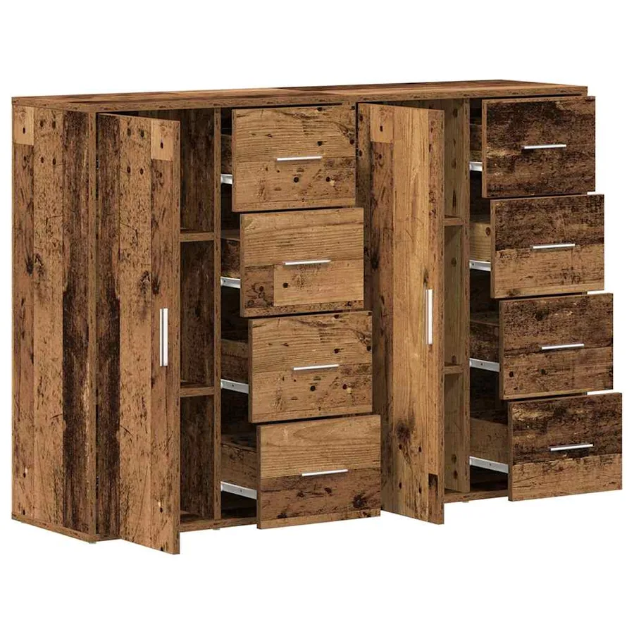 Buffet 2 pcs Bois ancien 60 x 31 x 84 cm Bois d'ingénierie - 5