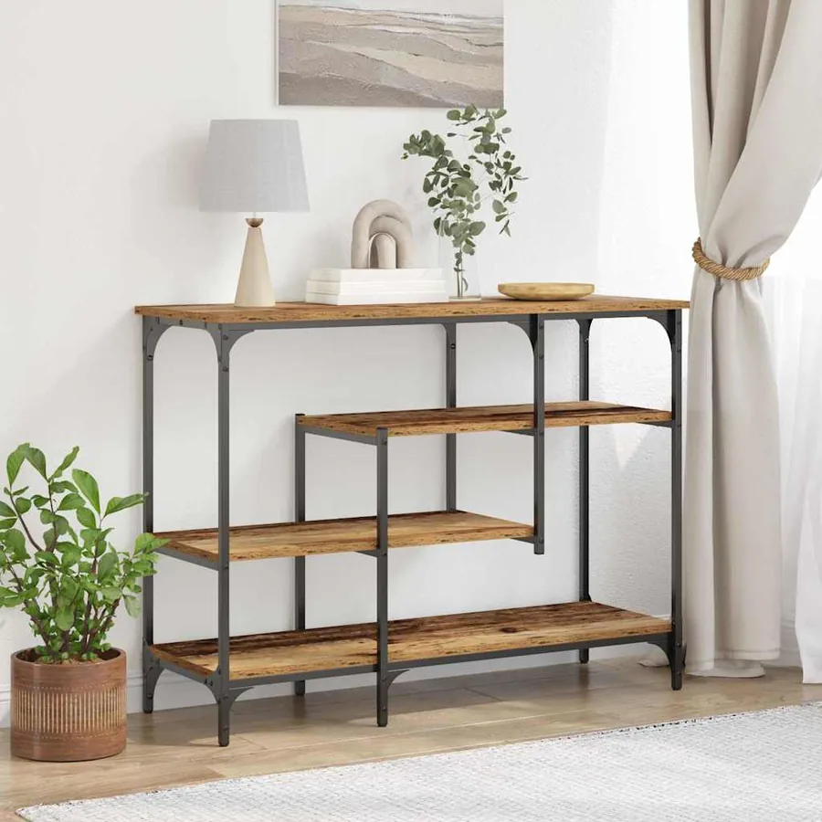 Table Console avec étagère Bois ancien 100 x 35 x 75 cm