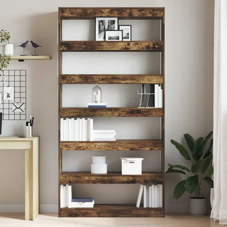 Bibliothèque Chêne fumé 100 x 30 x 198 cm Bois d'ingénierie - 4