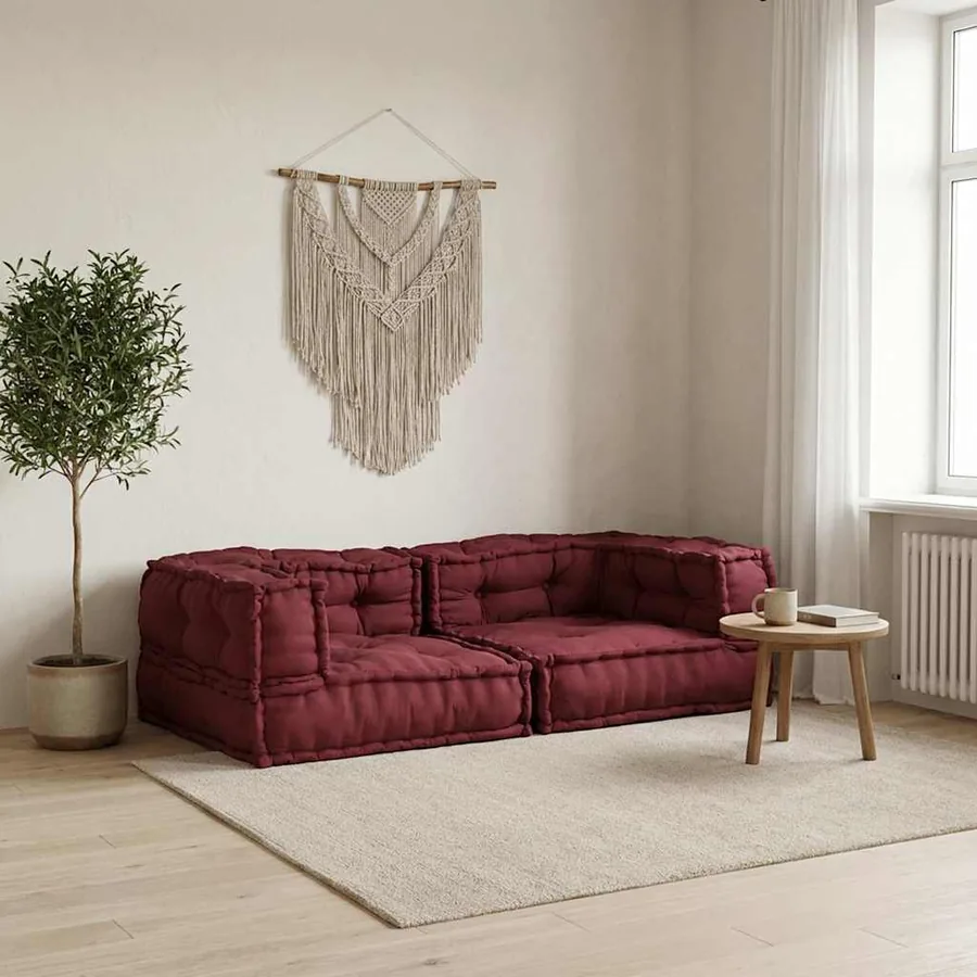 Canapé modulaire 2 places marron 140x70x36 tissu