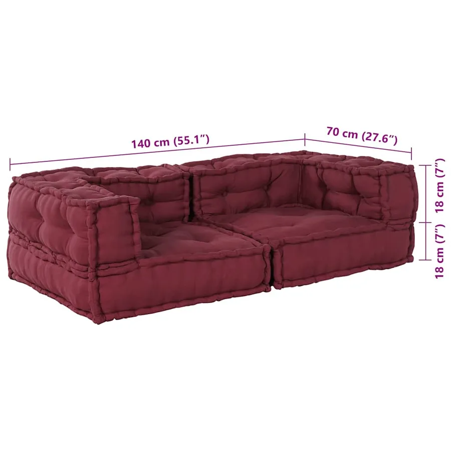 Canapé modulaire 2 places marron 140x70x36 tissu - 10