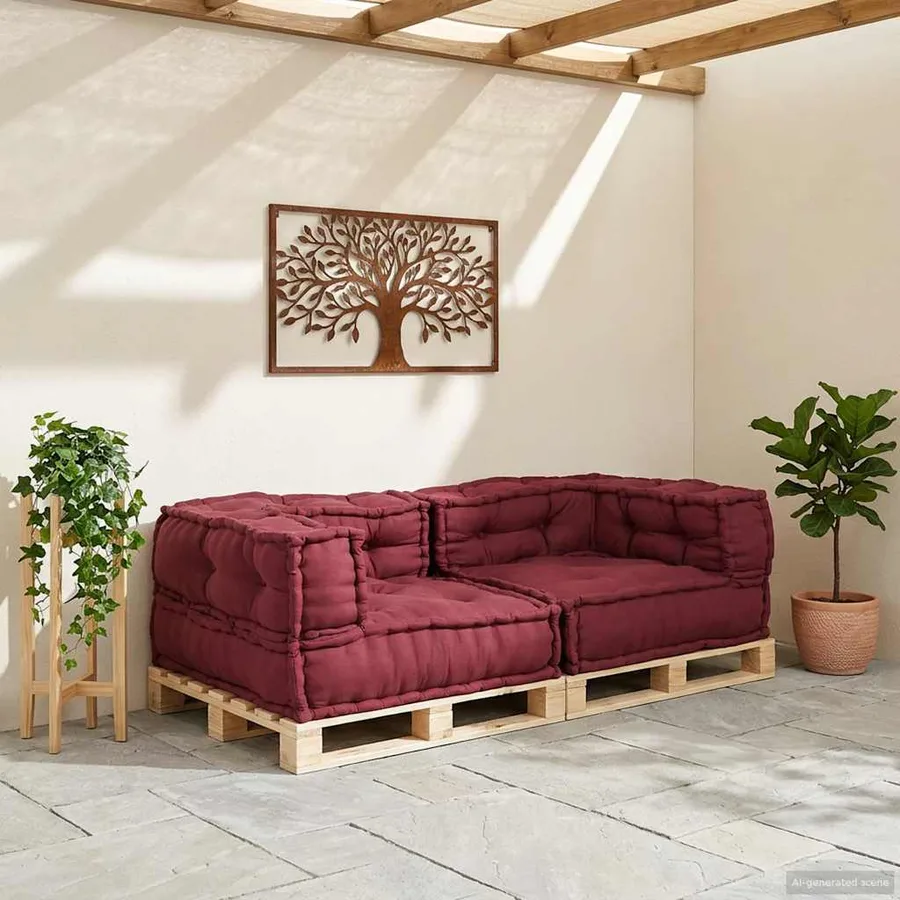 Canapé modulaire 2 places marron 140x70x36 tissu - 3