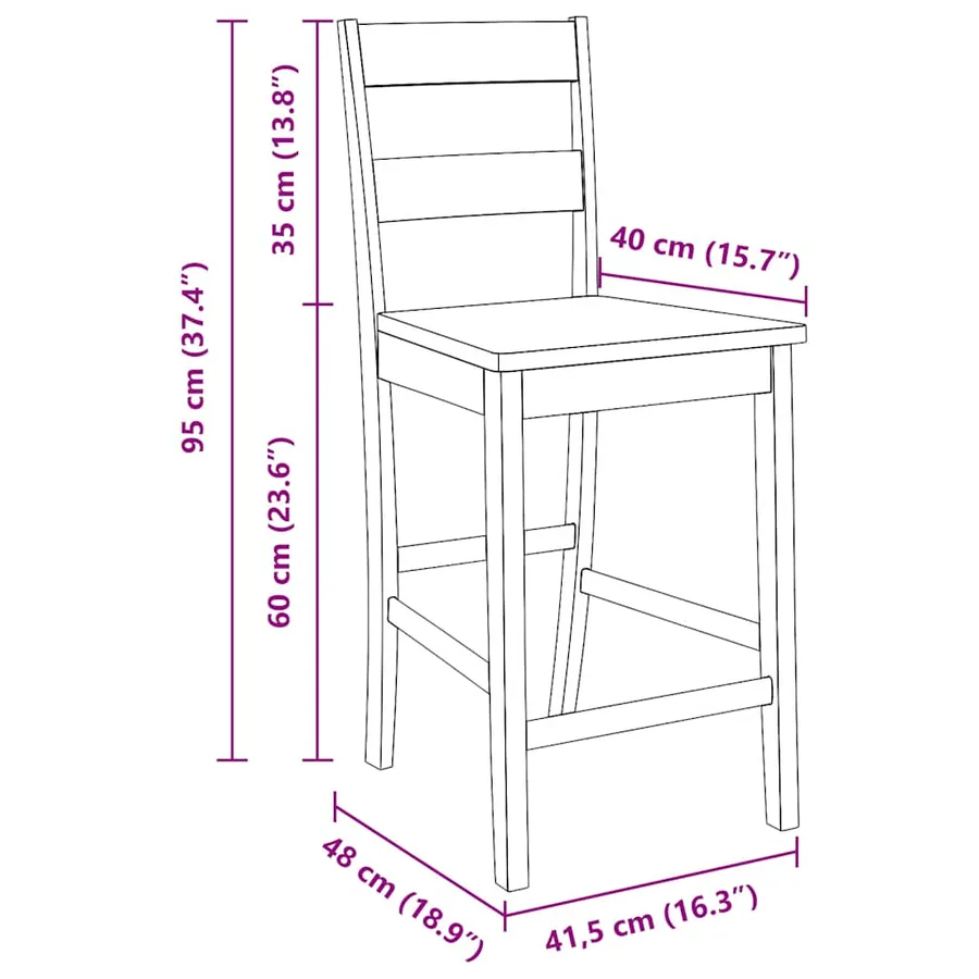 Tabourets de bar 2 pcs blanc bois massif d'hévéa - 10