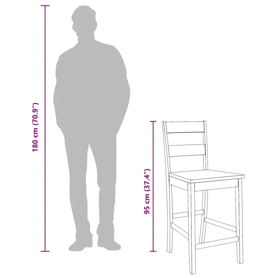 Tabourets de bar 2 pcs blanc bois massif d'hévéa - 11