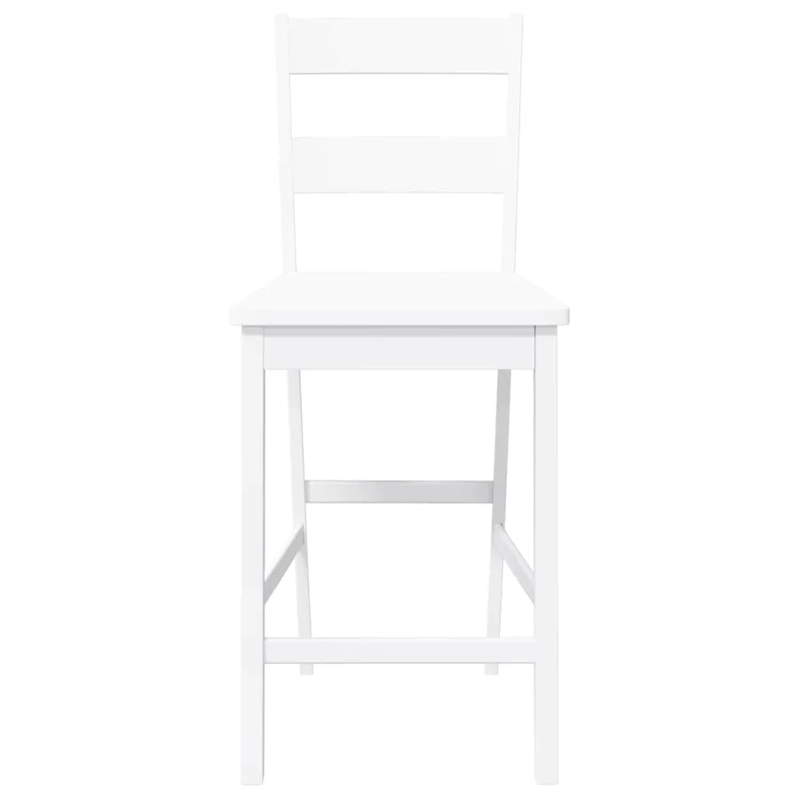 Tabourets de bar 2 pcs blanc bois massif d'hévéa - 5