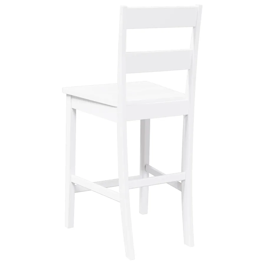Tabourets de bar 2 pcs blanc bois massif d'hévéa - 7