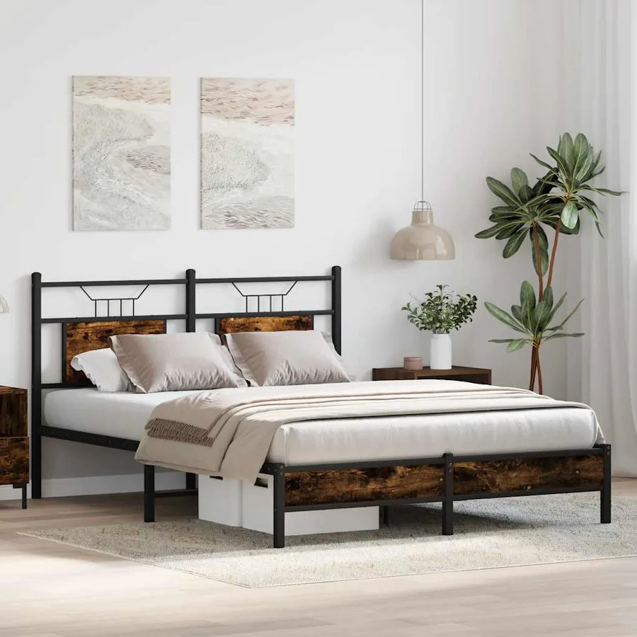 Cadre de lit sans matelas chêne fumé 137x190 cm bois ingénierie - 4