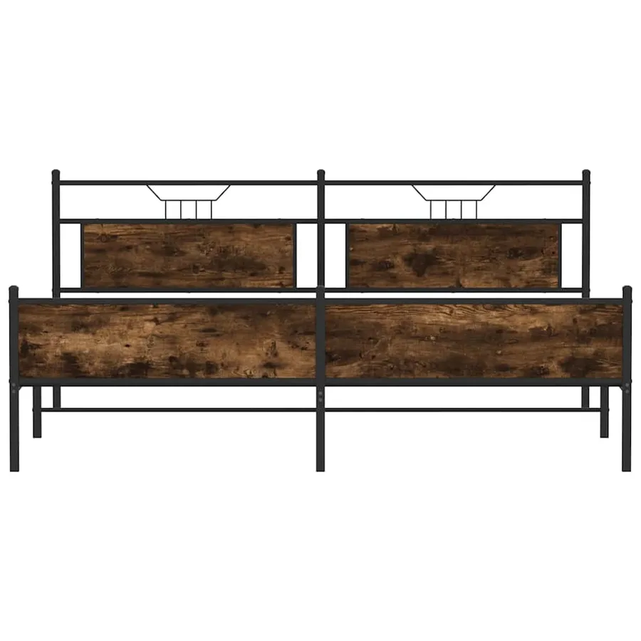 Cadre de lit en métal sans matelas chêne fumé 193x201 cm - 6