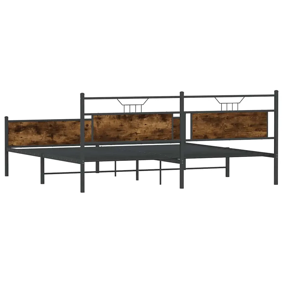 Cadre de lit en métal sans matelas chêne fumé 193x201 cm - 8