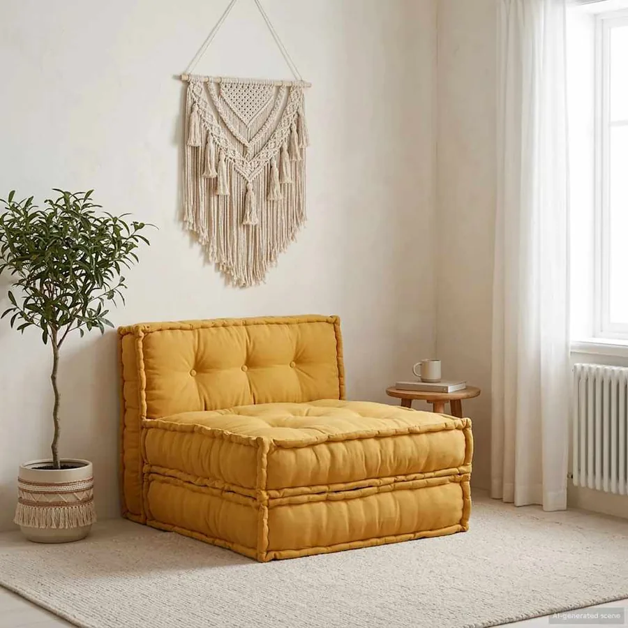 Canapé modulaire jaune 70x70x36 tissu