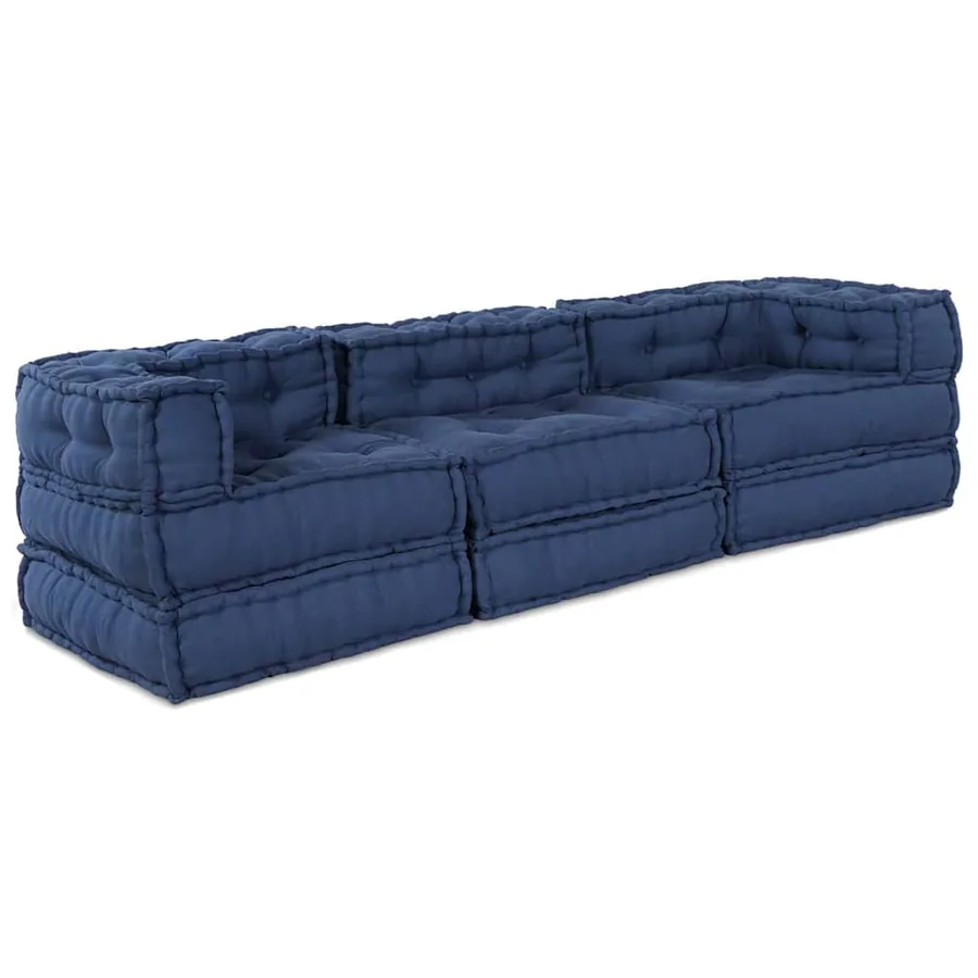 Unité de canapé modulaire 3 pcs Indigo Tissu