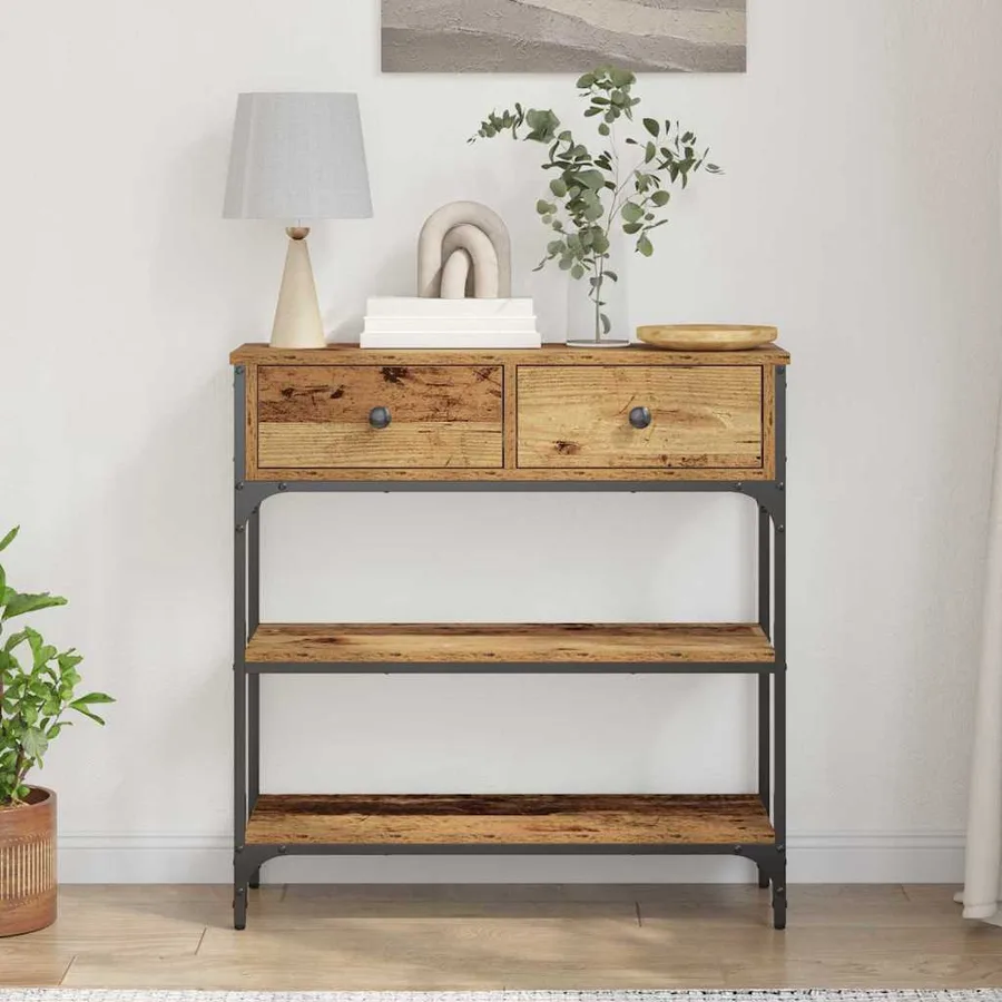 Table console Bois ancien 72,5 x 25 x 75 cm Bois d'ingénierie - 4