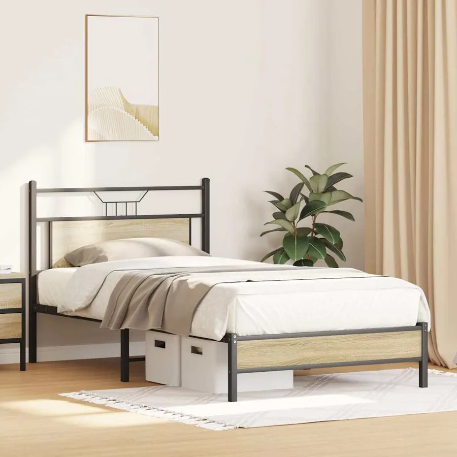 Cadre de lit sans matelas chêne sonoma 100x200 cm - 4